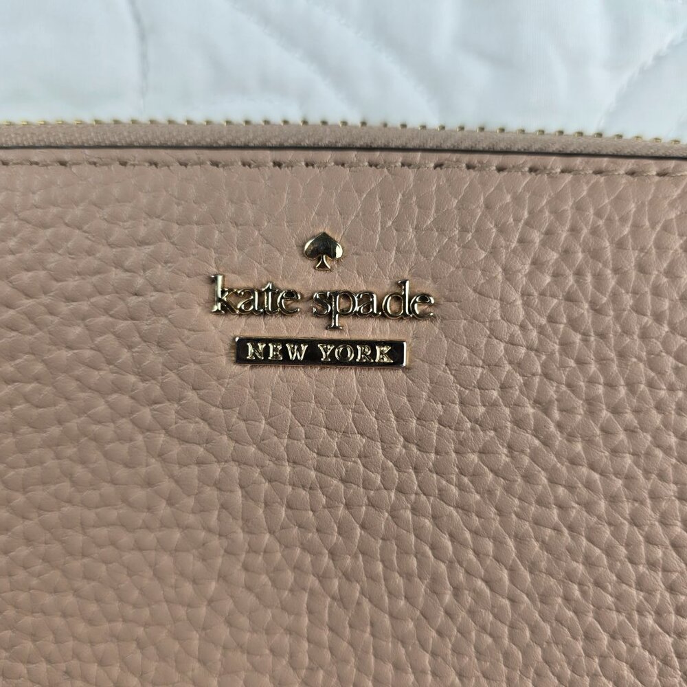Kate Spade Women's Pink Pebble Leather Continental Zip Wallet - Picture 2 of 6